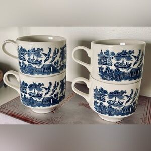 Vintage Churchill Blue Willow Cups